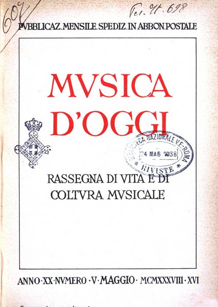 Musica d'oggi rassegna internazionale bibliografica e di critica