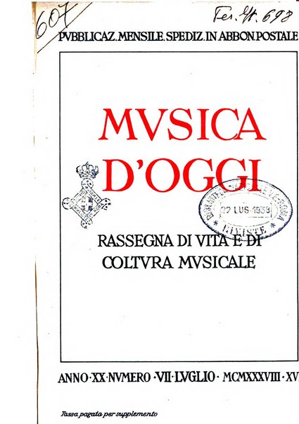 Musica d'oggi rassegna internazionale bibliografica e di critica