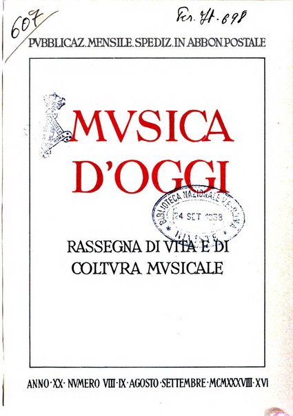 Musica d'oggi rassegna internazionale bibliografica e di critica