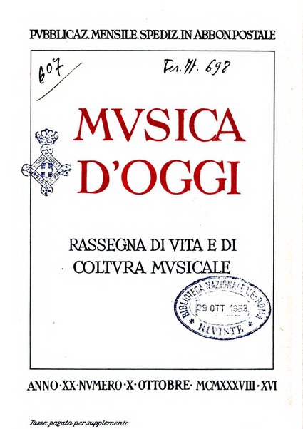 Musica d'oggi rassegna internazionale bibliografica e di critica