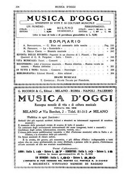 Musica d'oggi rassegna internazionale bibliografica e di critica