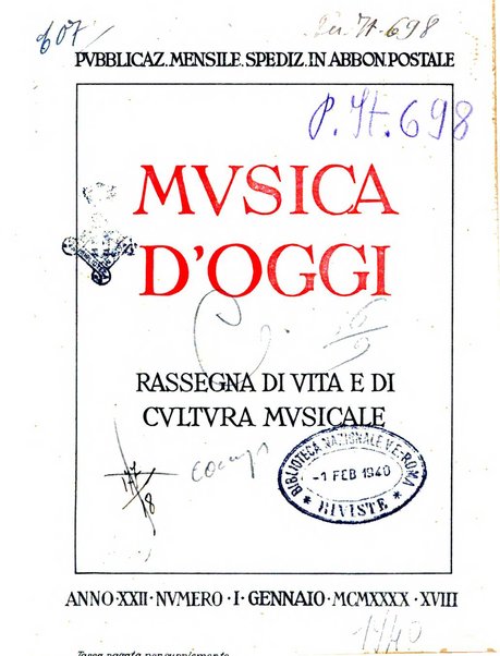 Musica d'oggi rassegna internazionale bibliografica e di critica