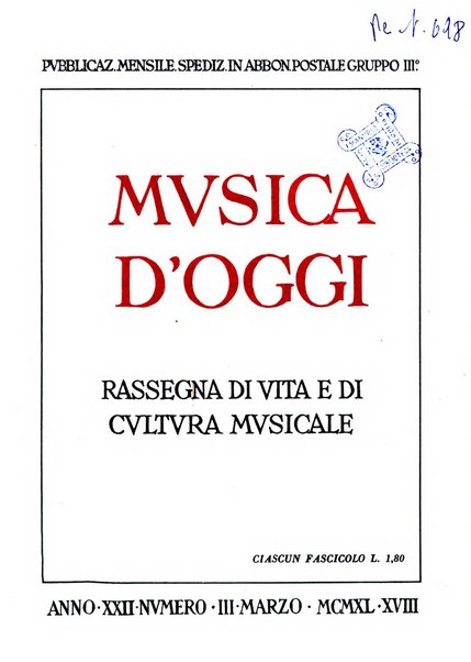 Musica d'oggi rassegna internazionale bibliografica e di critica