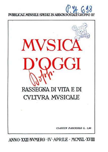 Musica d'oggi rassegna internazionale bibliografica e di critica