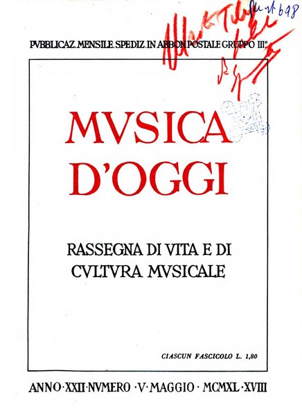 Musica d'oggi rassegna internazionale bibliografica e di critica