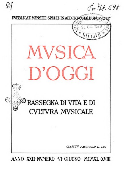 Musica d'oggi rassegna internazionale bibliografica e di critica