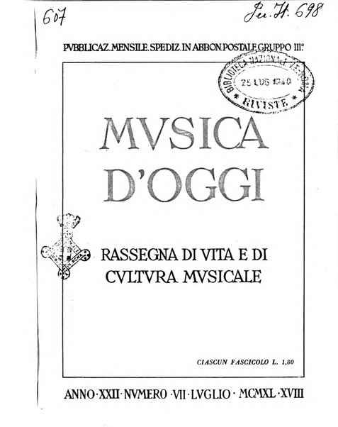 Musica d'oggi rassegna internazionale bibliografica e di critica