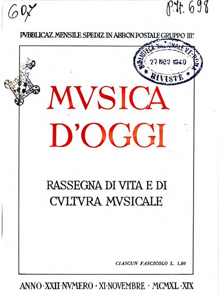 Musica d'oggi rassegna internazionale bibliografica e di critica