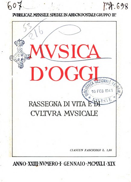 Musica d'oggi rassegna internazionale bibliografica e di critica