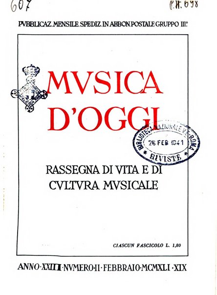 Musica d'oggi rassegna internazionale bibliografica e di critica