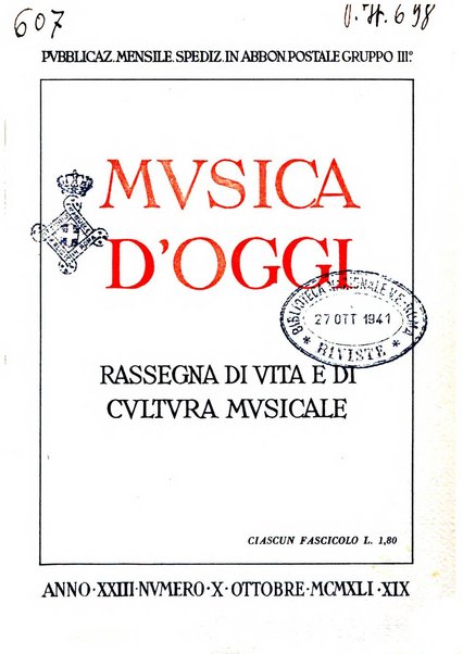 Musica d'oggi rassegna internazionale bibliografica e di critica