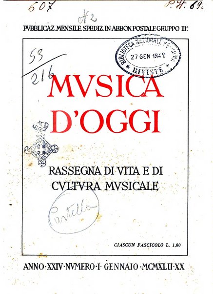 Musica d'oggi rassegna internazionale bibliografica e di critica