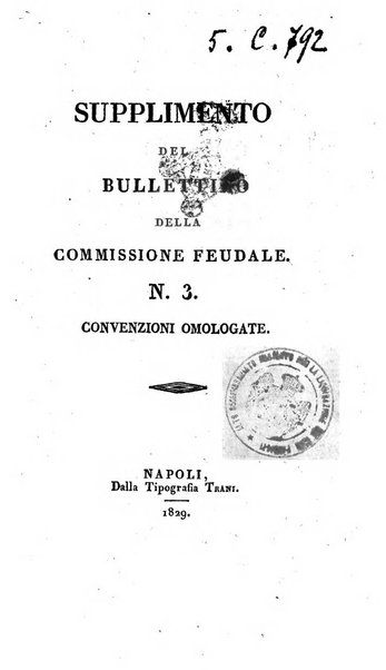 Supplimento del Bullettino della commissione feudale