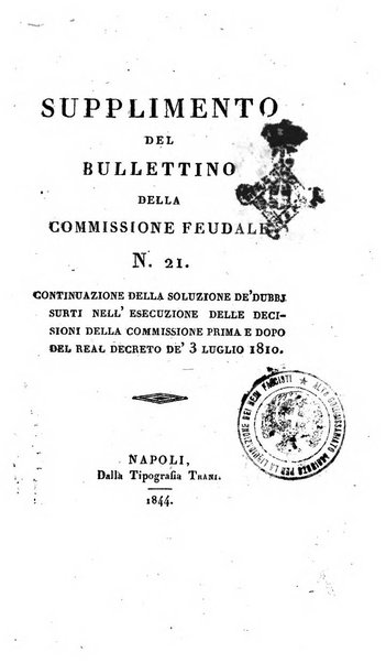 Supplimento del Bullettino della commissione feudale