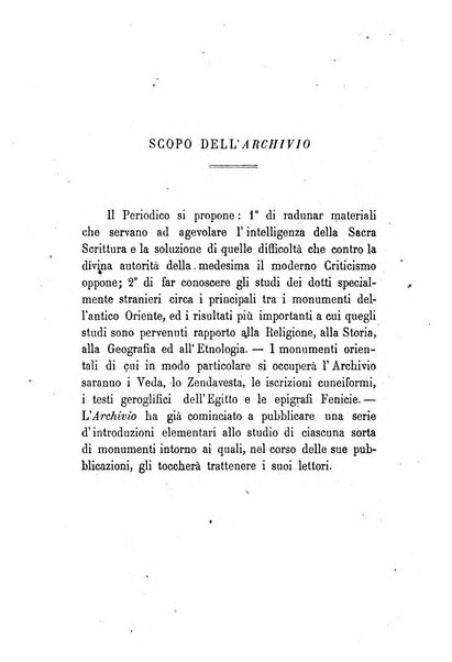 Archivio di letteratura biblica ed orientale contribuzioni mensili allo studio della Sacra Scrittura e dei principali tra i monumenti dell'antico oriente