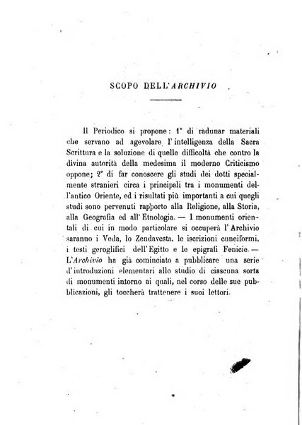 Archivio di letteratura biblica ed orientale contribuzioni mensili allo studio della Sacra Scrittura e dei principali tra i monumenti dell'antico oriente