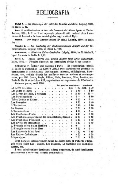 Archivio di letteratura biblica ed orientale contribuzioni mensili allo studio della Sacra Scrittura e dei principali tra i monumenti dell'antico oriente