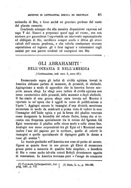 Archivio di letteratura biblica ed orientale contribuzioni mensili allo studio della Sacra Scrittura e dei principali tra i monumenti dell'antico oriente