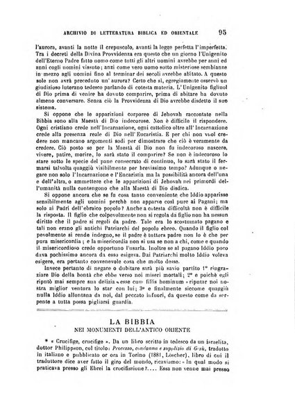 Archivio di letteratura biblica ed orientale contribuzioni mensili allo studio della Sacra Scrittura e dei principali tra i monumenti dell'antico oriente