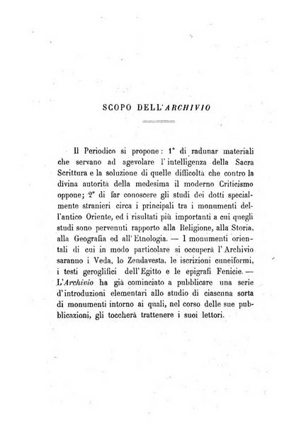 Archivio di letteratura biblica ed orientale contribuzioni mensili allo studio della Sacra Scrittura e dei principali tra i monumenti dell'antico oriente