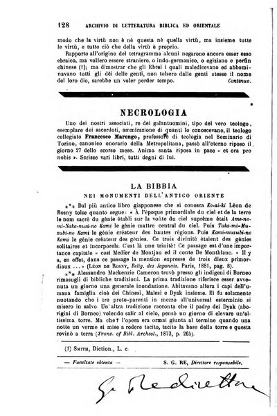 Archivio di letteratura biblica ed orientale contribuzioni mensili allo studio della Sacra Scrittura e dei principali tra i monumenti dell'antico oriente