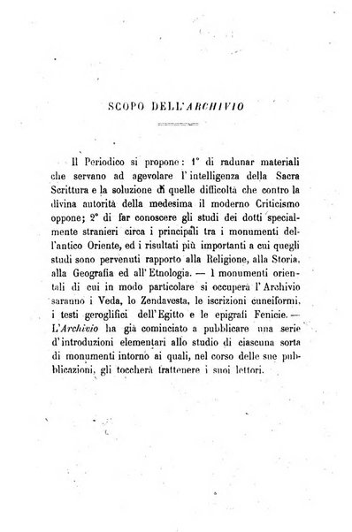 Archivio di letteratura biblica ed orientale contribuzioni mensili allo studio della Sacra Scrittura e dei principali tra i monumenti dell'antico oriente