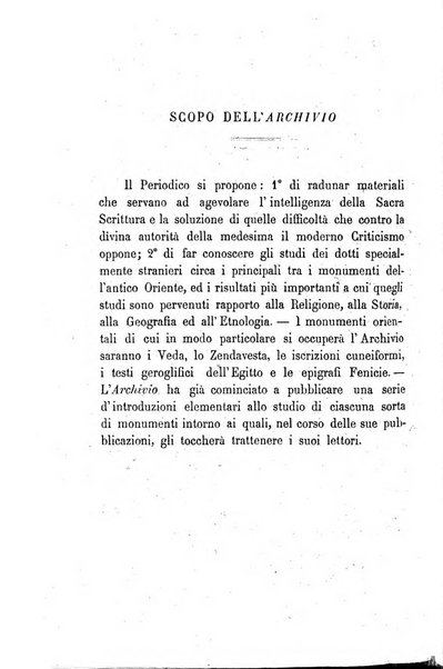 Archivio di letteratura biblica ed orientale contribuzioni mensili allo studio della Sacra Scrittura e dei principali tra i monumenti dell'antico oriente