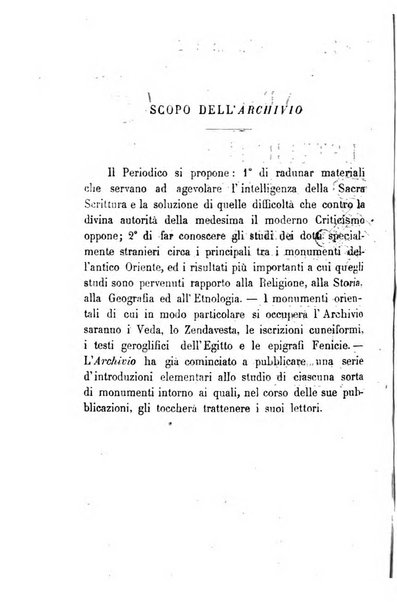 Archivio di letteratura biblica ed orientale contribuzioni mensili allo studio della Sacra Scrittura e dei principali tra i monumenti dell'antico oriente