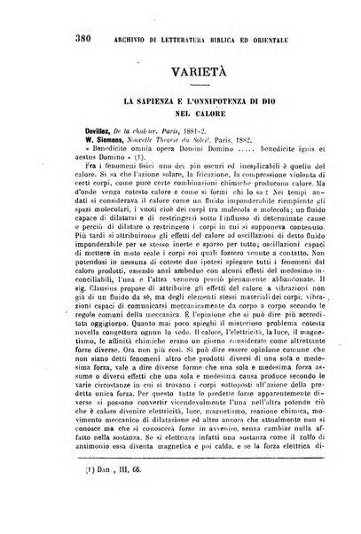 Archivio di letteratura biblica ed orientale contribuzioni mensili allo studio della Sacra Scrittura e dei principali tra i monumenti dell'antico oriente