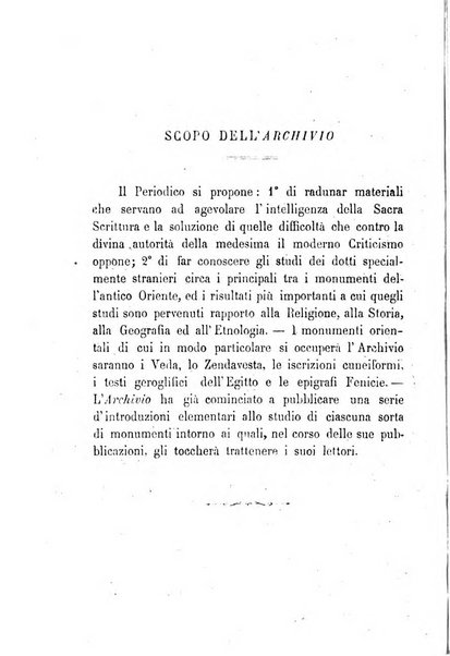 Archivio di letteratura biblica ed orientale contribuzioni mensili allo studio della Sacra Scrittura e dei principali tra i monumenti dell'antico oriente