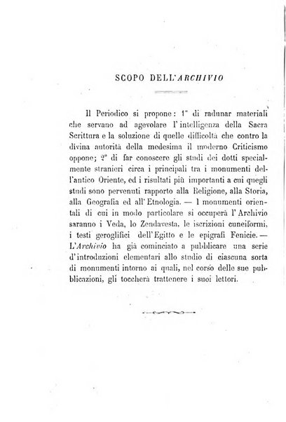 Archivio di letteratura biblica ed orientale contribuzioni mensili allo studio della Sacra Scrittura e dei principali tra i monumenti dell'antico oriente