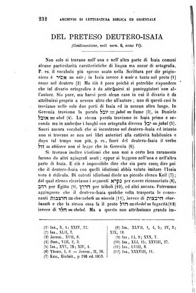 Archivio di letteratura biblica ed orientale contribuzioni mensili allo studio della Sacra Scrittura e dei principali tra i monumenti dell'antico oriente