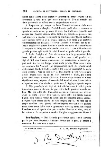 Archivio di letteratura biblica ed orientale contribuzioni mensili allo studio della Sacra Scrittura e dei principali tra i monumenti dell'antico oriente