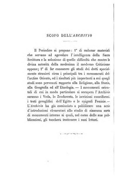 Archivio di letteratura biblica ed orientale contribuzioni mensili allo studio della Sacra Scrittura e dei principali tra i monumenti dell'antico oriente