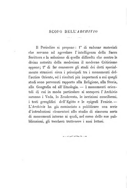 Archivio di letteratura biblica ed orientale contribuzioni mensili allo studio della Sacra Scrittura e dei principali tra i monumenti dell'antico oriente