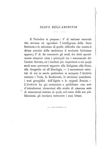 Archivio di letteratura biblica ed orientale contribuzioni mensili allo studio della Sacra Scrittura e dei principali tra i monumenti dell'antico oriente