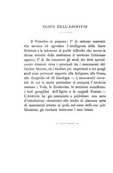 Archivio di letteratura biblica ed orientale contribuzioni mensili allo studio della Sacra Scrittura e dei principali tra i monumenti dell'antico oriente