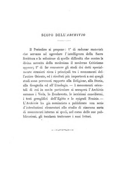 Archivio di letteratura biblica ed orientale contribuzioni mensili allo studio della Sacra Scrittura e dei principali tra i monumenti dell'antico oriente