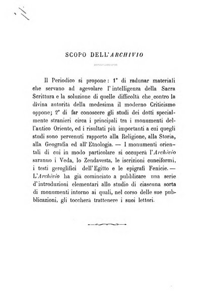 Archivio di letteratura biblica ed orientale contribuzioni mensili allo studio della Sacra Scrittura e dei principali tra i monumenti dell'antico oriente