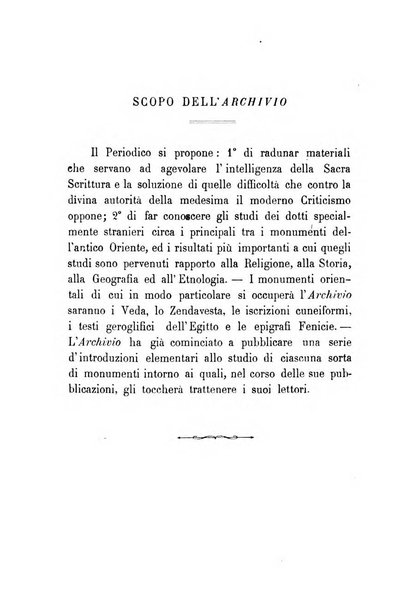 Archivio di letteratura biblica ed orientale contribuzioni mensili allo studio della Sacra Scrittura e dei principali tra i monumenti dell'antico oriente