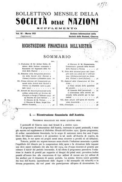 Bollettino mensile della Società delle Nazioni