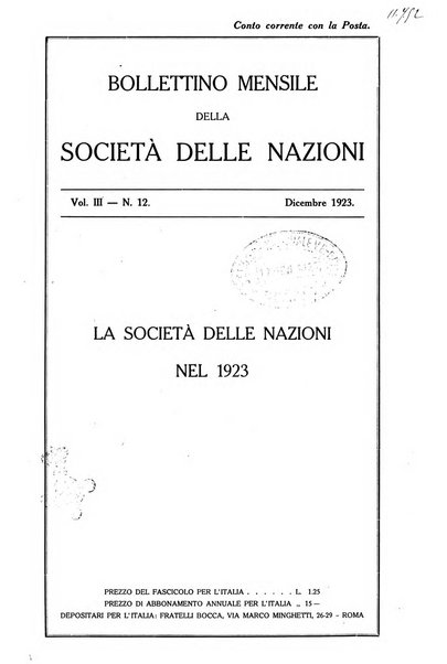 Bollettino mensile della Società delle Nazioni