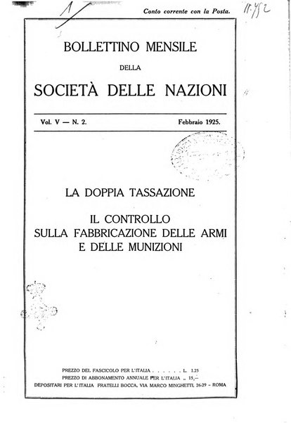 Bollettino mensile della Società delle Nazioni