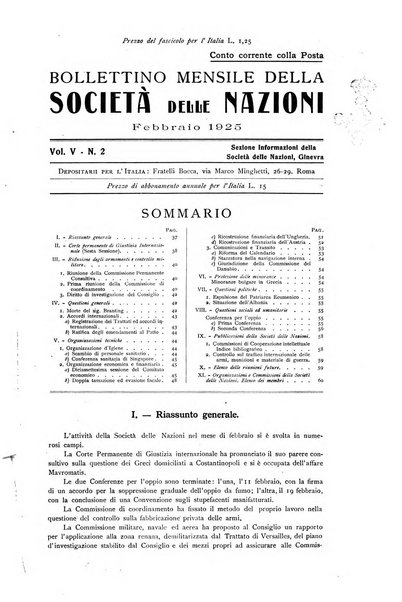 Bollettino mensile della Società delle Nazioni