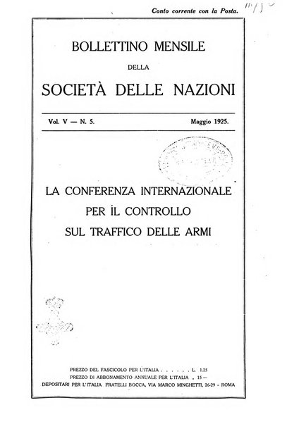 Bollettino mensile della Società delle Nazioni