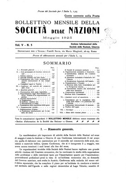 Bollettino mensile della Società delle Nazioni