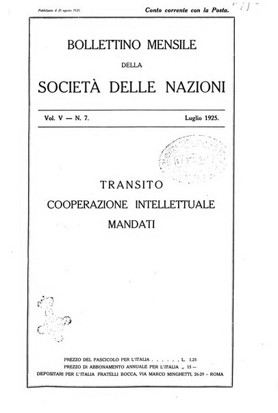 Bollettino mensile della Società delle Nazioni