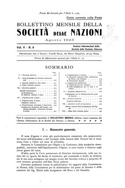 Bollettino mensile della Società delle Nazioni