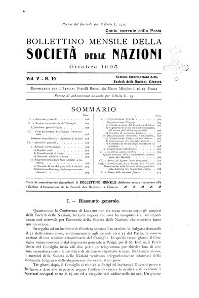 Bollettino mensile della Società delle Nazioni