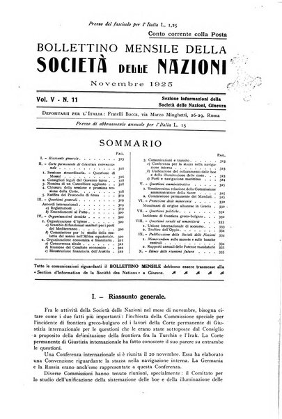 Bollettino mensile della Società delle Nazioni